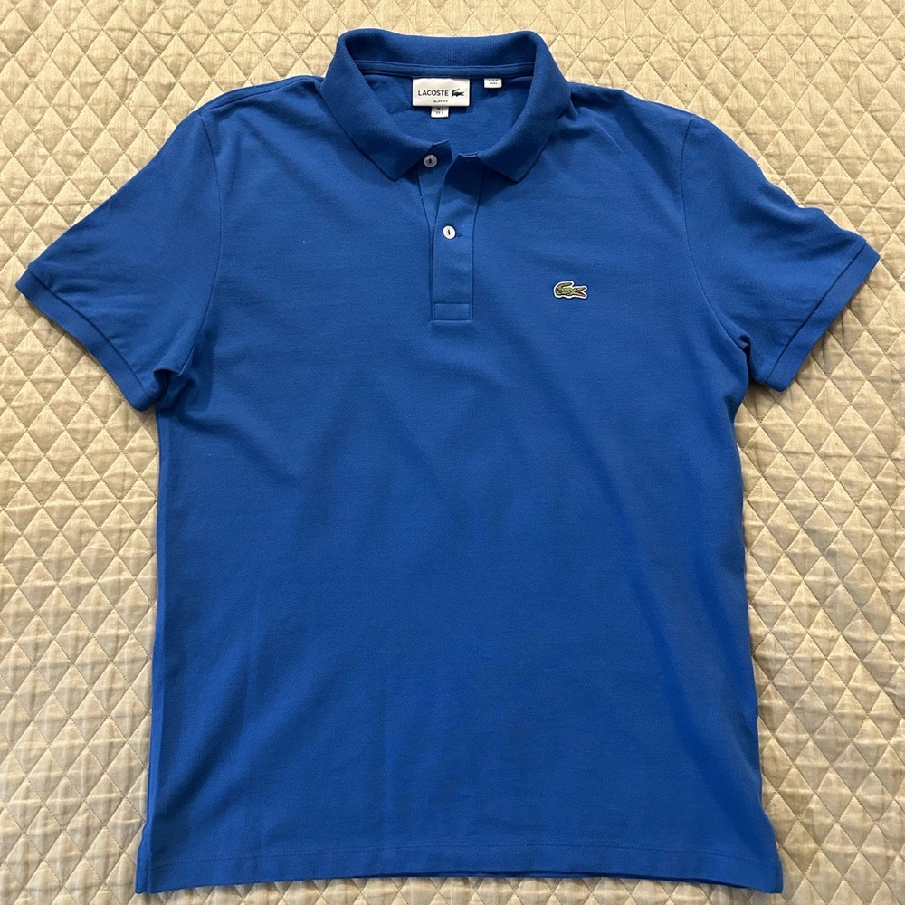 Lacoste Men's Blue Polo Shirt Short Sleeve Large